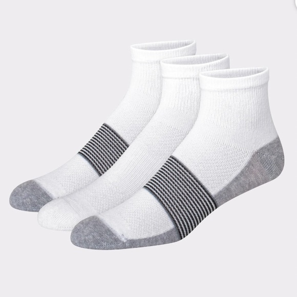 Hanes Cool DRI Men's Ankle Socks with Ventilation, 3-Pairs White Assortment - Picture 1 of 4